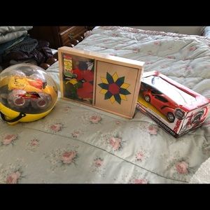 3 toy BUNDLE 2 Stunt cars ,one Melissa and DOUG